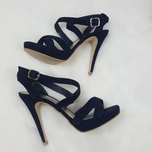 Boston Proper Navy Blue Strappy ankle Strap heels